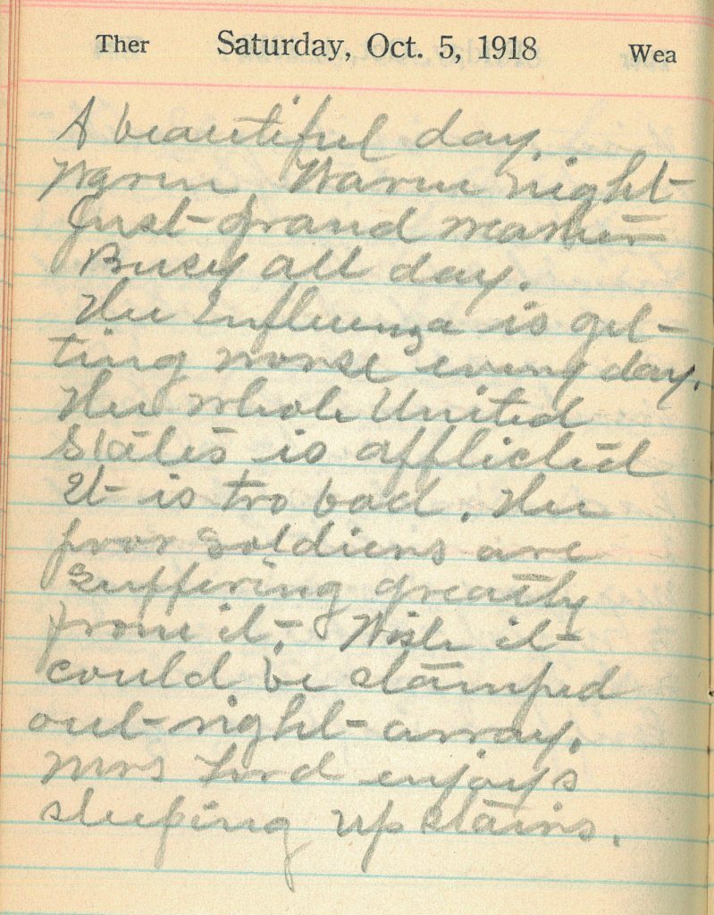 diary page dated Saturday, Oct 5, 1918