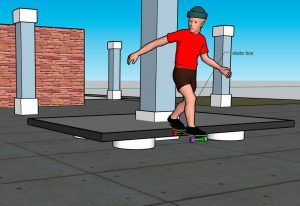 Computer generated image of skater in park design