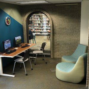 teens space with seating area for group of teens and window