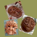 Three pottery masks