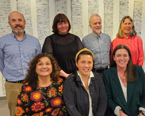 Board of Trustees Back row left to right: Doug Hamilton, Sylvia Wirba, Sam Fuqua, Joni Teter. Front row left to right: Benita Duran, Jennifer Yee, Cara O'Brien