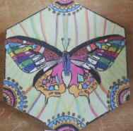A butterfly mosaic from the Shining Mountain Waldorf School.