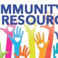 picture of hands raised text reads: community resources