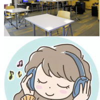 Main Library teen space a drawing of a young person listening to music on headphones